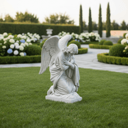 Bowing Church Angel Outdoor Statue (28 - Inch) Side Angle