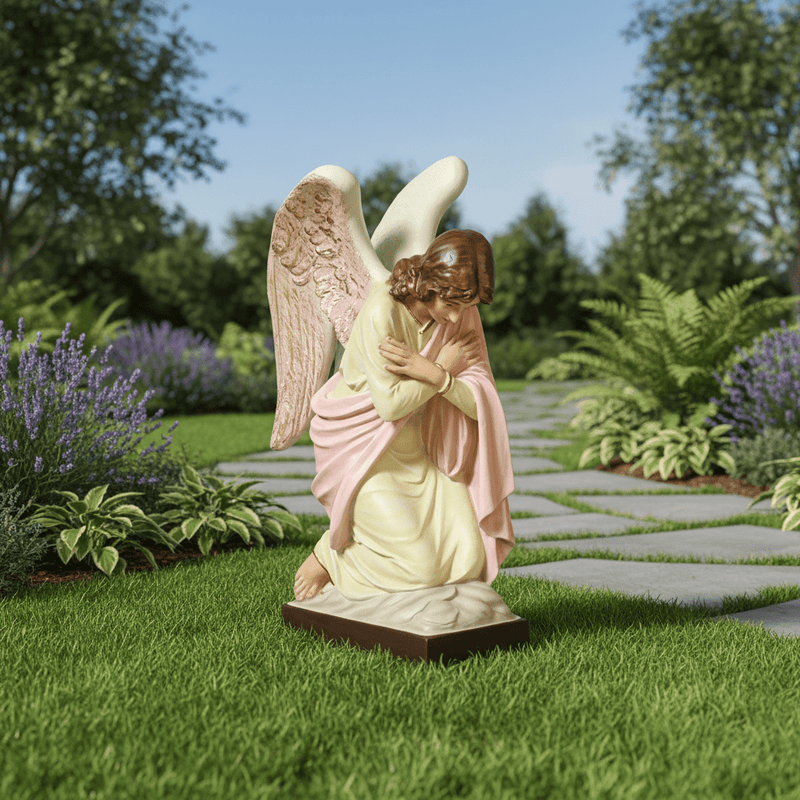 Bowing Church Angel Outdoor Statue (28 - Inch)