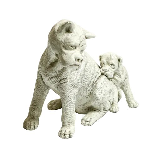 Boxer Dog and Pup Garden Statue (13.5 - Inch) Side View