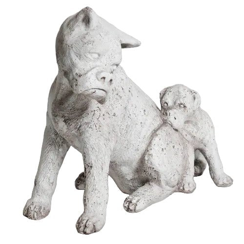 Boxer Dog and Pup Garden Statue (13.5 - Inch) Side View