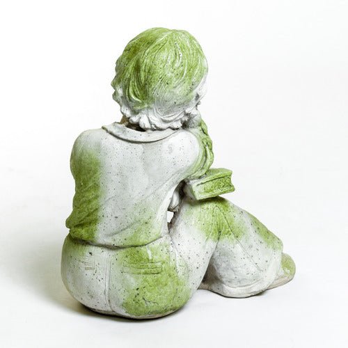 Boy W Kitten Book Statue (17 - Inch)