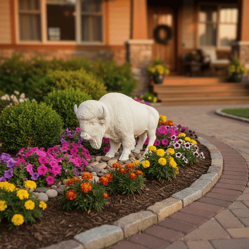 Buffalo Cow Garden Statue (21 - Inch) Side Angle
