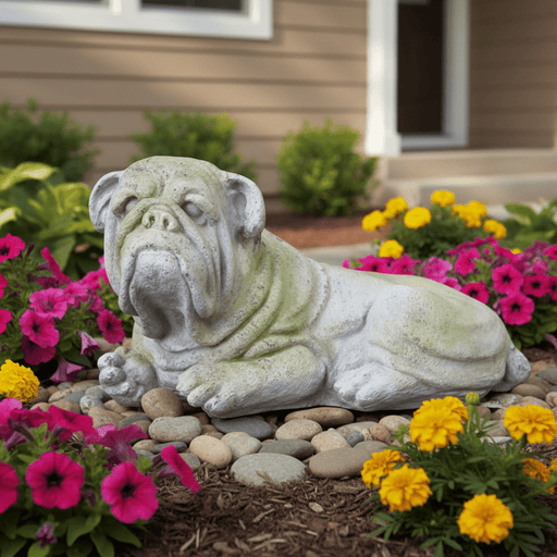 Bulldog Dog Garden Statue (11 - Inch) Side Angle