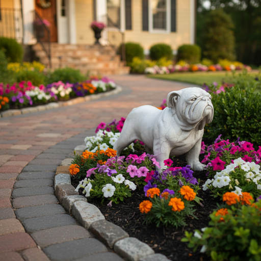 Bulldog Dog Garden Statue (17 - Inch) Side Angle