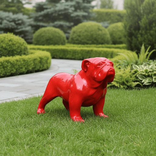 Bulldog Dog Garden Statue (17 - Inch) Side Angle