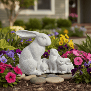 Bunny Fluff Garden Statue (10 - Inch) Side Angle