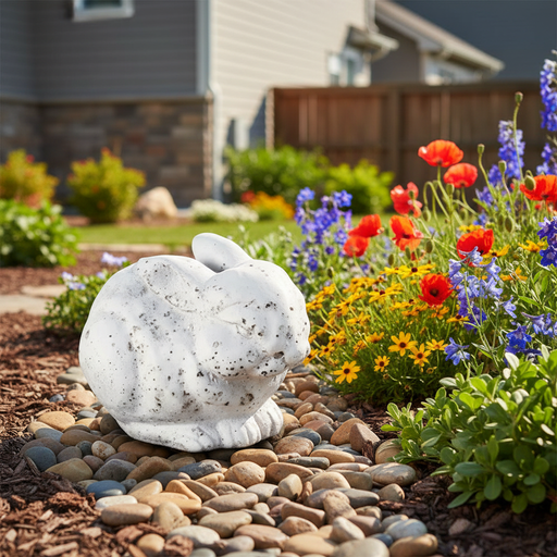 Bunny Garden Statue (4 - Inch) Side Angle