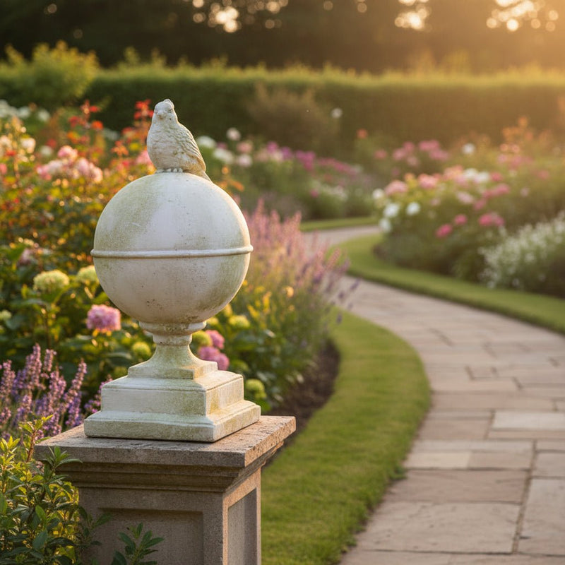 Cardinal Finial Garden Statue (20 - Inch) Side Angle