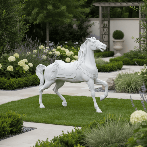 Carousel Horse Garden Statue (59 - Inch) Side Angle