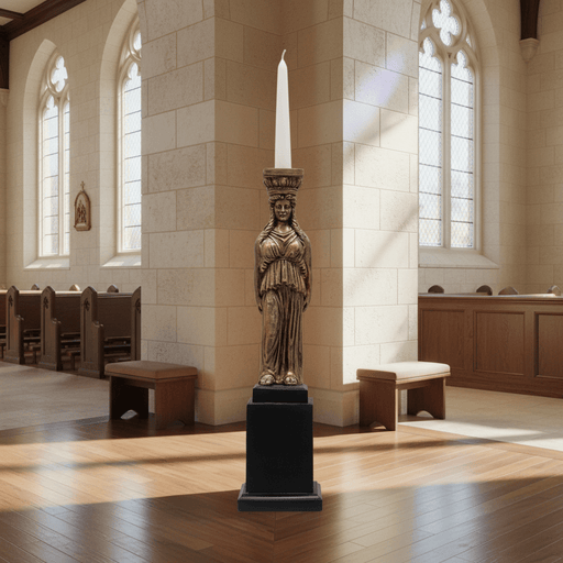 Caryatid Candleholder Religious Statue (15 - Inch) Side Angle