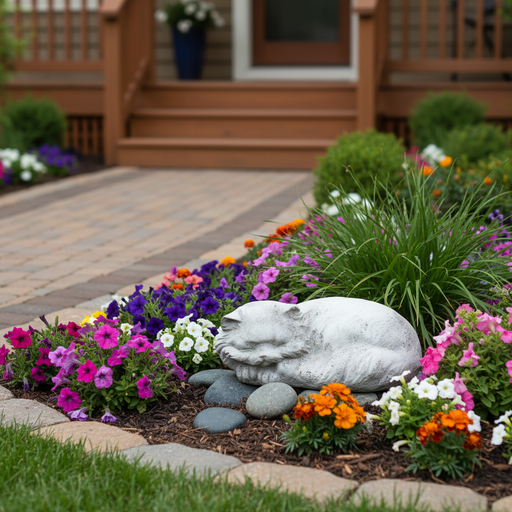 Cat Garden Statue (11 - Inch) Side Angle