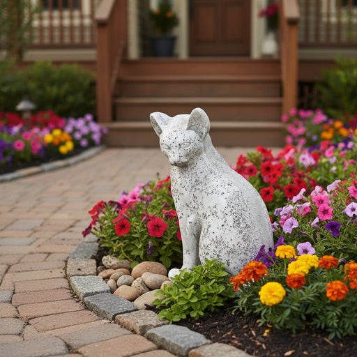 Cat Garden Statue (13 - Inch) Side Angle
