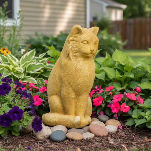 Cat Garden Statue (14 - Inch) Side Angle