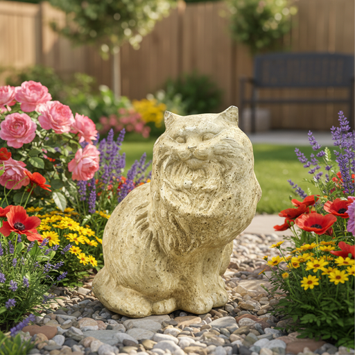 Cat Garden Statue (14 - Inch) Side Angle