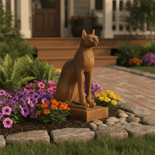 Cat Garden Statue (16 - Inch) Side Angle
