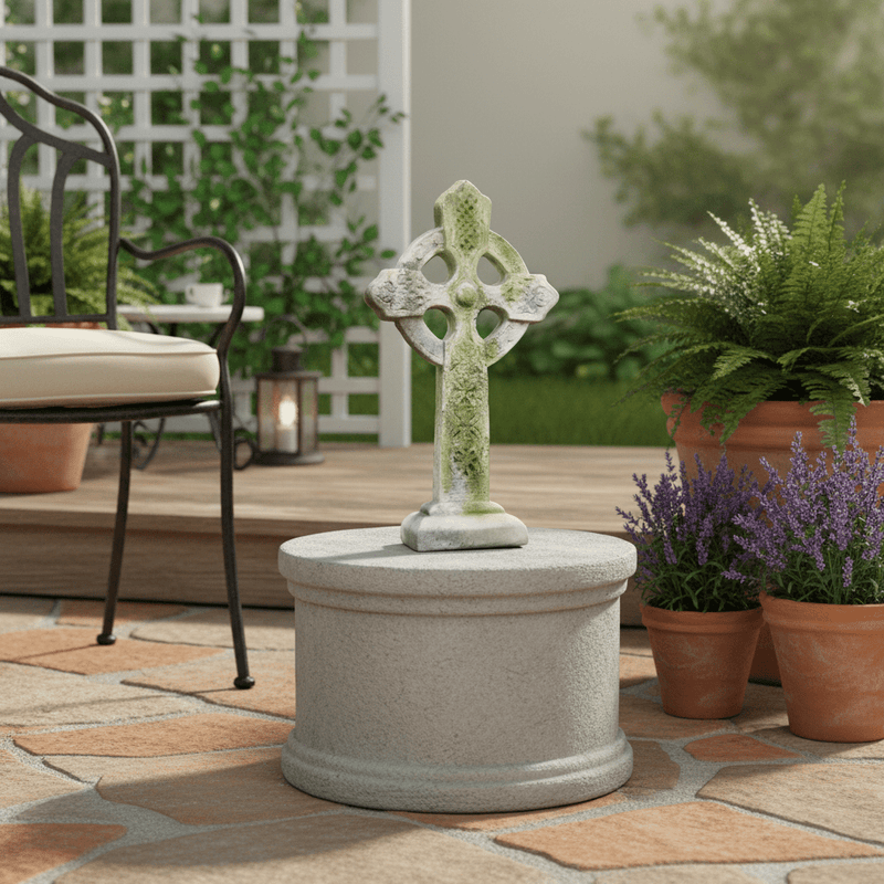 Celtic Cross Tabletop Statue Bfswhm (16 - Inch) Side Angle