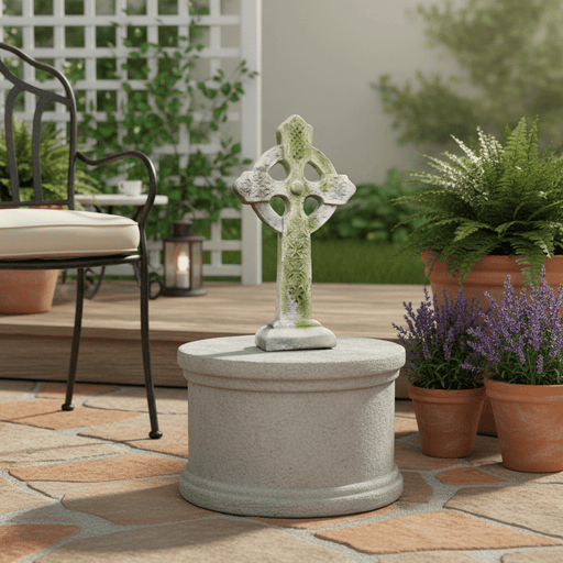 Celtic Cross Tabletop Statue Bfswhm (16 - Inch) Side Angle