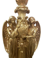 Ceremonial Angels Honoring Jesus with "IHS" Candleholder Outdoor Statue (60 - Inch)