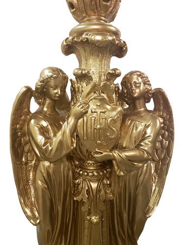 Ceremonial Angels Honoring Jesus with "IHS" Candleholder Outdoor Statue (60 - Inch)