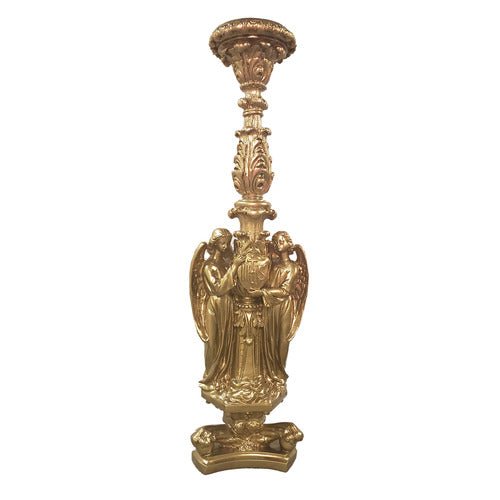 Ceremonial Angels Honoring Jesus with "IHS" Candleholder Outdoor Statue (60 - Inch) Side View
