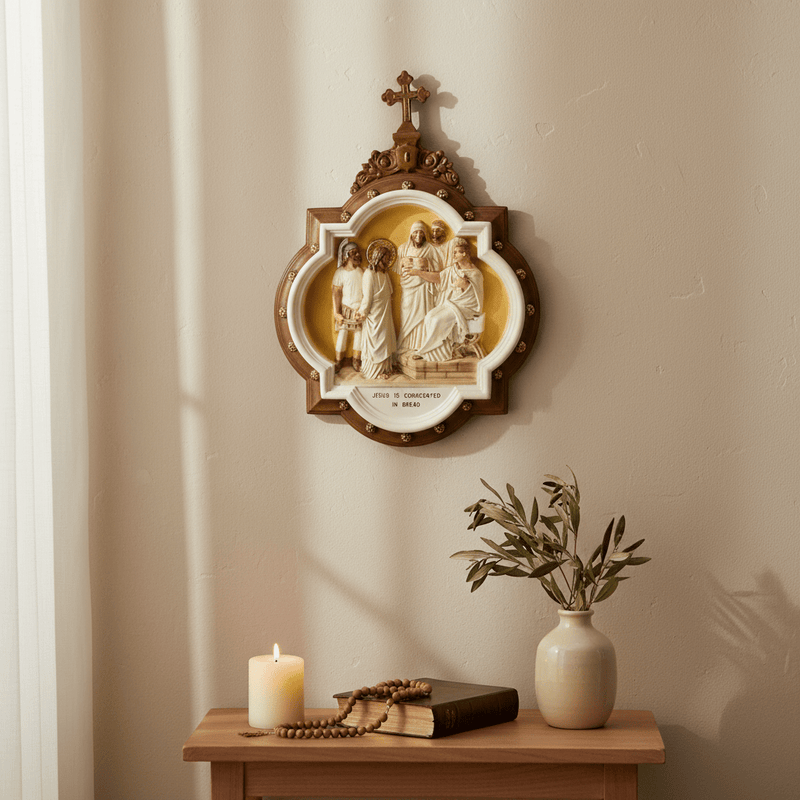 Chapel Wall Plaque Stations of the Cross Number 1 (13.5 - Inch) Side Angle