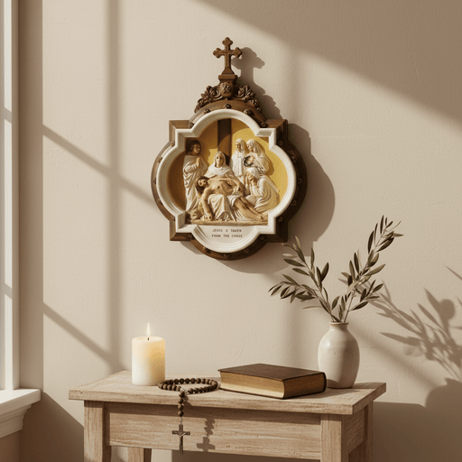 Chapel Wall Plaque Stations of the Cross Number 1 (13.5 - Inch) Side Angle