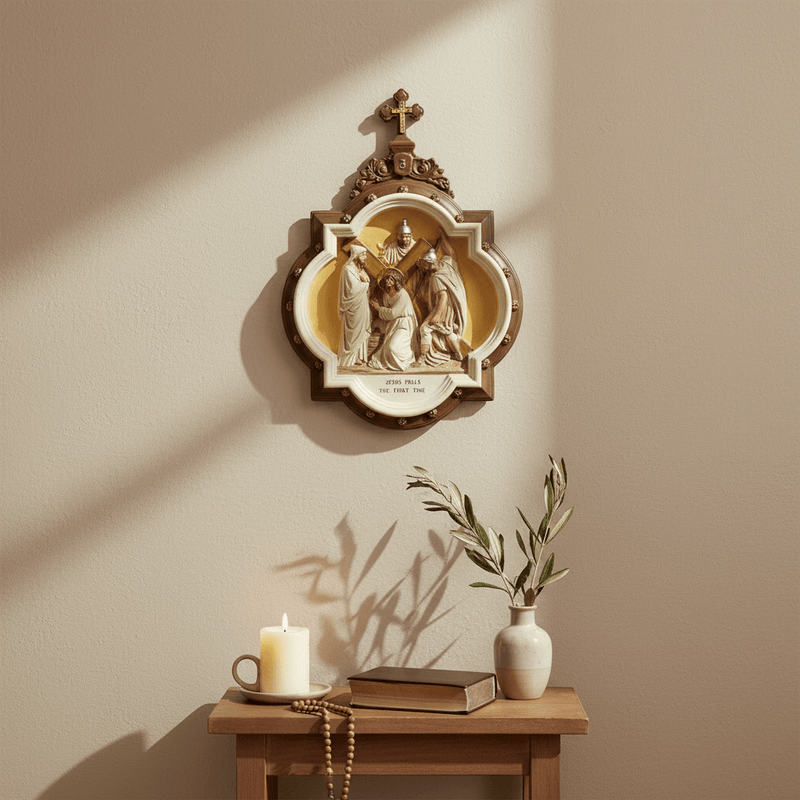 Chapel Wall Plaque Stations of the Cross Number 3 (13.5 - Inch) Side Angle