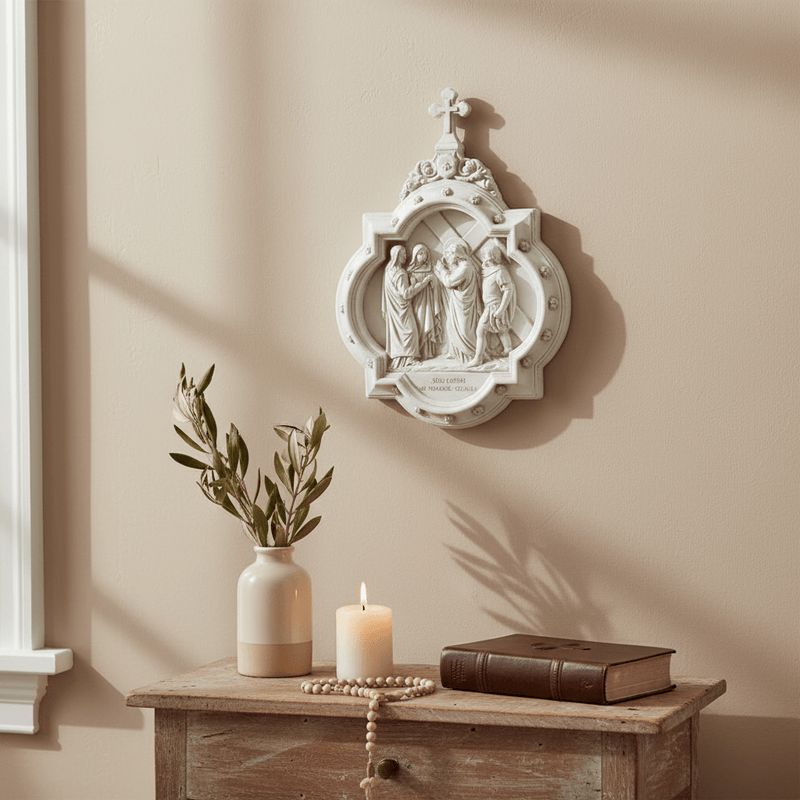 Chapel Wall Plaque Stations of the Cross Number 4 (13.5 - Inch) Side Angle