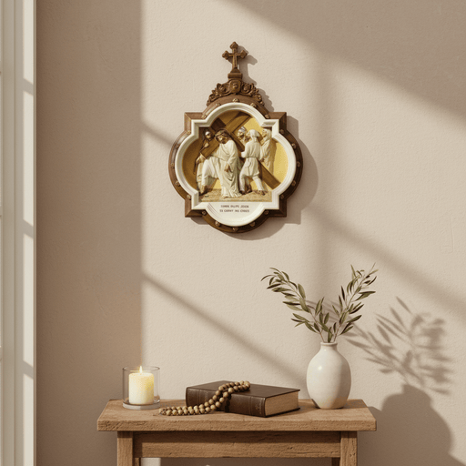 Chapel Wall Plaque Stations of the Cross Number 5 (13.5 - Inch) Side Angle