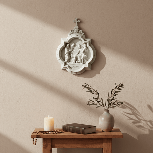 Chapel Wall Plaque Stations of the Cross Number 7 (13.5 - Inch) Side Angle