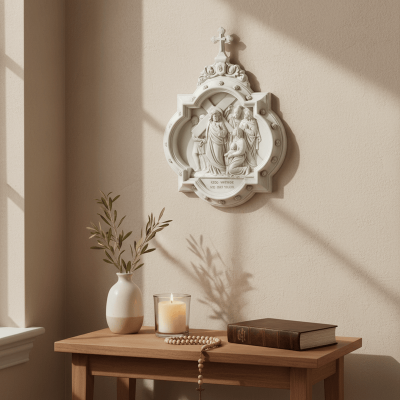 Chapel Wall Plaque Stations of the Cross Number 8 (13.5 - Inch) Side Angle