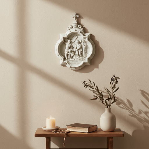 Chapel Wall Plaque Stations of the Cross Number 9 (13.5 - Inch) Side Angle