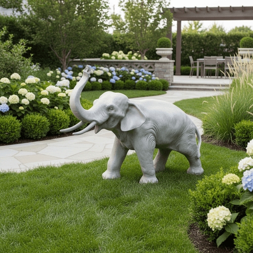 Charging Elephant Garden Statue (12-Inch)