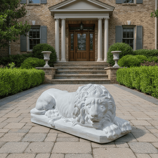 Chatsworth Lion Garden Statue (31 - Inch) Side Angle