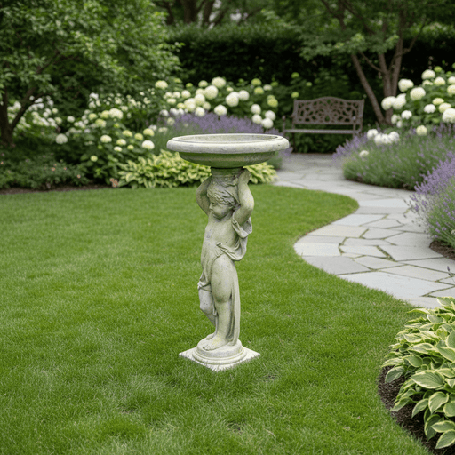 Cherub Birdbath Garden Statue (48 - Inch) Side Angle