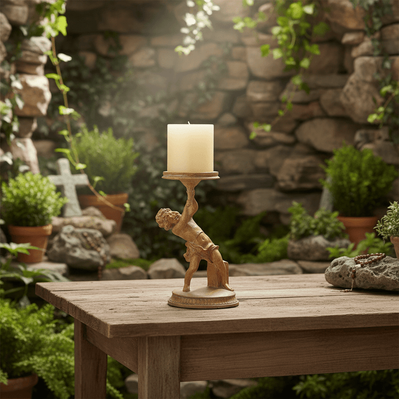 Cherub Candleholder (13 - Inch) Side Angle