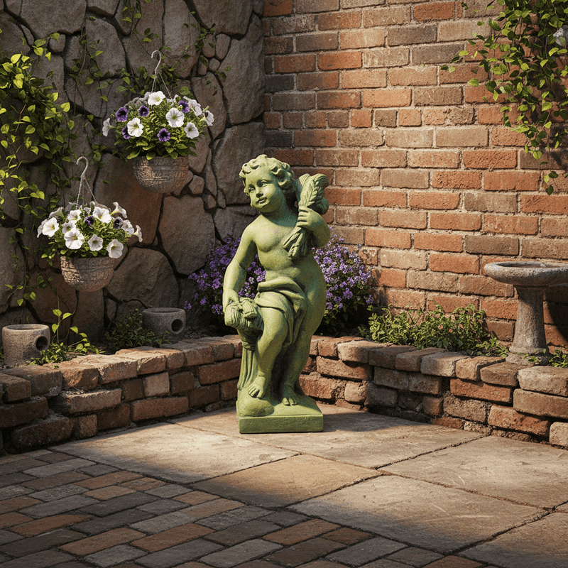 Cherub Garden Outdoor Statue (24 - Inch) Side Angle