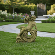 Cherub Holding Flowers Outdoor Statue (36 - Inch)