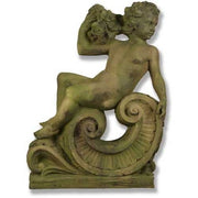 Cherub Holding Flowers Outdoor Statue (36 - Inch) Side View