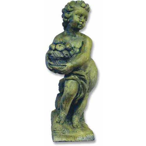 Cherub Holding Fruit Outdoor Statue (24 - Inch)