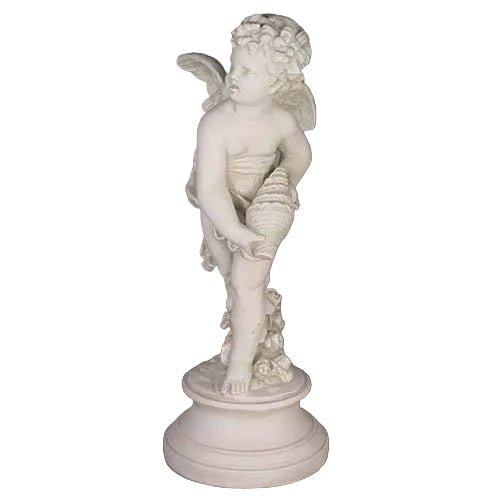 Cherub Holding Shell Outdoor Statue (24 - Inch)