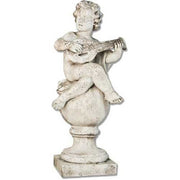Cherub on Finial Mandolin Outdoor Statue (39 - Inch)