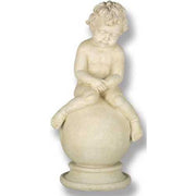Cherub on Sphere base. Outdoor Statue (18 - Inch)