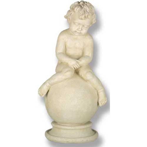 Cherub on Sphere base. Outdoor Statue (18 - Inch)