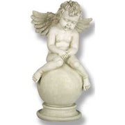 Cherub on Sphere base. Outdoor Statue (19 - Inch)