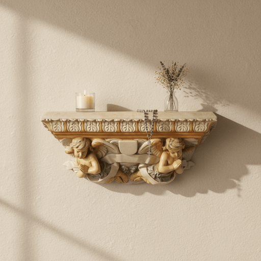 Cherub Shelf Religious Scene Statue (43 - Inch) Side Angle