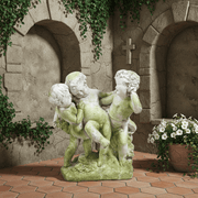 Cherub statue with children Outdoor Statue (23 - Inch) Side Angle