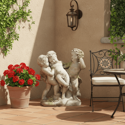 Cherub statue with children Outdoor Statue (23-Inch)