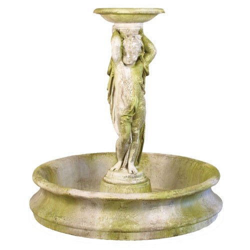 Cherub Tiered garden fountain Outdoor Statue (54 - Inch) Side View