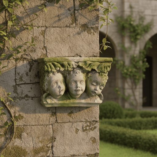 Cherub Wall Bracket Outdoor Statue (10 - Inch) Side Angle